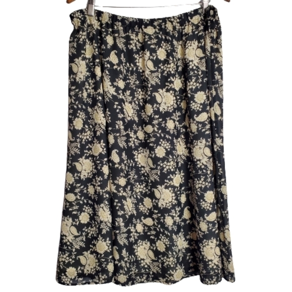 Vintage 90s Koos Of Course Black Floral Midi A-Line Fully Lined Skirt Size 1X - Picture 1 of 8